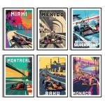 F1 Race Car Posters Pack of 6 - 8"x11