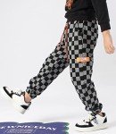 Boys' Black Checked Jogging Pants, Ages 5-13