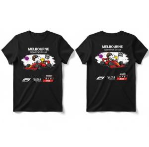 Snoopy Woodstock F1 Melbourne Grand Prix 2026 Black Reprint T-Shirt