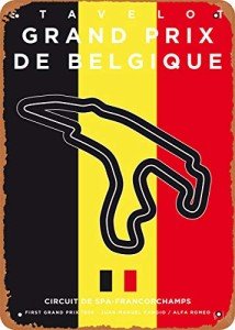 Vintage F1 Spa Racetrack Metal Sign - 8" x 12
