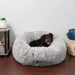 Furhaven Round Calming Dog Bed - Mist Gray