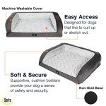 Serta Orthopedic Quilted Couch Dog Bed for Pets – Slate Gray (Large)