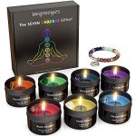 Chakra Candles Set with Healing Crystals for Serenity