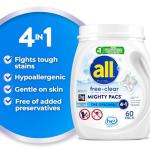 Gentle Free & Clear Laundry Detergent Pacs, 60 Count