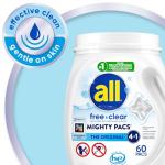 Gentle Free & Clear Laundry Detergent Pacs, 60 Count
