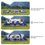 Spacious 12-Person Waterproof Camping Tent with Rainfly