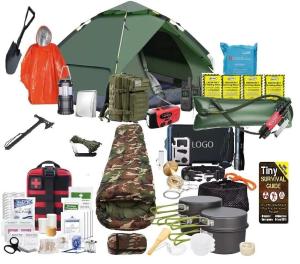 Survival Kit: Tent, Communication Gear, and Food