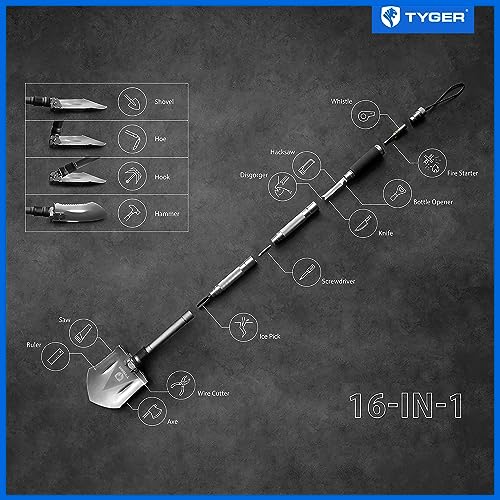 Heavy-Duty Folding Shovel with 16-in-1 Tools