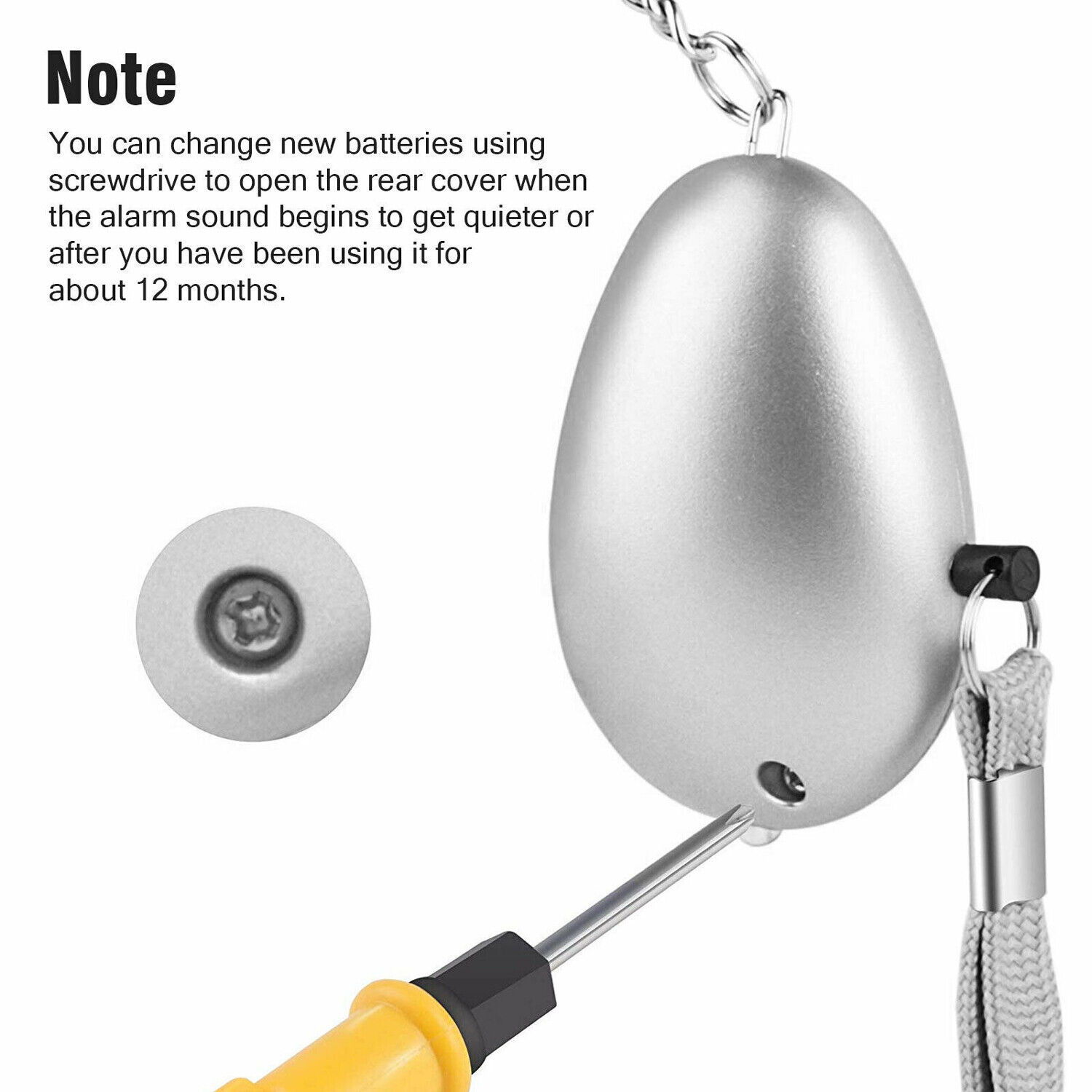 Loud 140dB Personal Alarm Keychain with LED Light