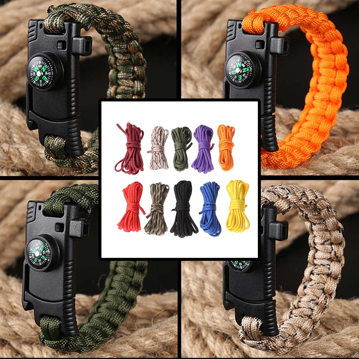OUNONA 10-Pack 3-Meter Paracord Survival Rope