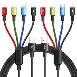 4 in 1 Fast Charging Multi USB Cable 2-Pack