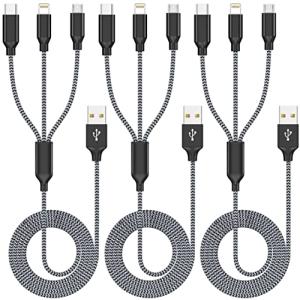 3-Pack 4ft 3-in-1 Multi Charging Cable
