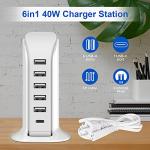 40W Multi-Device Charging Station with 5 USB Ports