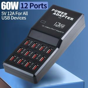 12-Port USB Charging Station for Phones and Devices