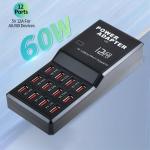 12-Port USB Charging Station for Phones and Devices