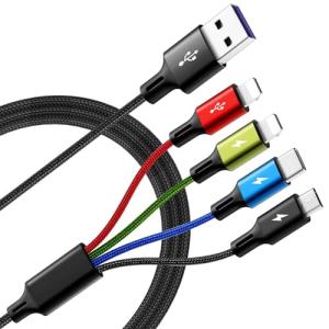 4-in-1 Braided Multi Charging Cable - 2 Pack