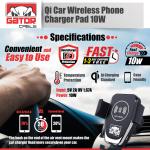 10W Fast Wireless Car Phone Charger Mount