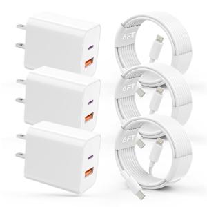 20W Fast USB C Charger 3-Pack for iPhone