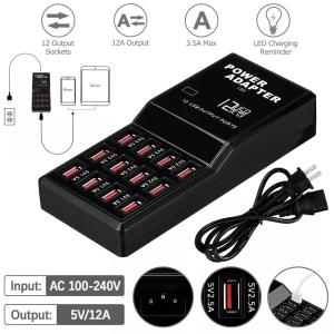 12-Port USB Charging Station for Phones and Devices