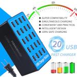 20-Port 100W USB Charging Station for All Devices