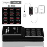12-Port USB Charging Station for Phones and Devices