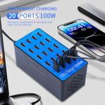 20-Port 100W USB Charging Station for All Devices