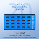 20-Port 100W USB Charging Station for All Devices