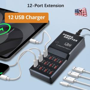 12-Port USB Charging Station for Phones and Devices