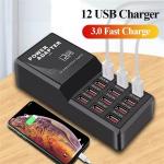 12-Port USB Charging Station for Phones and Devices