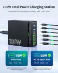 100W 6-Port USB C Fast Charging Station