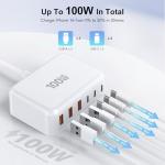 100W GaN 6-Port USB C Fast Charging Hub
