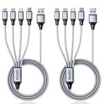 4FT Nylon Braided 4in1 USB Charging Cable 2Pack