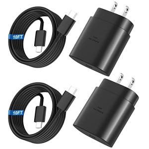 25W Fast Type C Charger with 10FT Cable 2Pack
