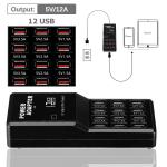 12-Port USB Charging Station for Desktop & Wall