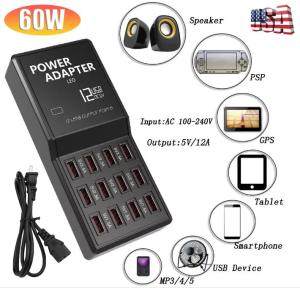 12-Port USB Charging Station Hub for Desktop