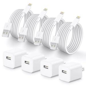 Juusmart MFi Certified 6ft iPhone Charger Cable 4-Pack