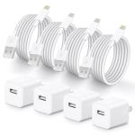 Juusmart MFi Certified 6ft iPhone Charger Cable 4-Pack