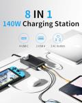 140W USB C Charging Station Hub with 8 Ports