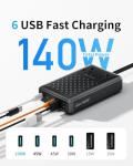 140W USB C Charging Station Hub with 8 Ports