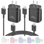 2 Pack 25W USB-C Fast Charger with 6FT Cable