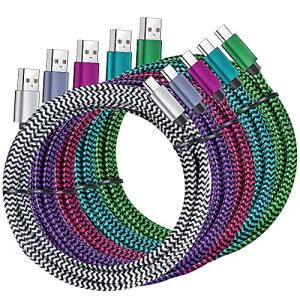5-Pack 6FT Nylon Braided USB C Cables