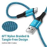 Fast Charging USB Type C Cable 6FT 2-Pack