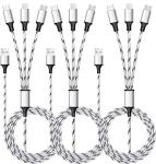 3-Pack 5ft Nylon Braided 3-in-1 Charging Cables