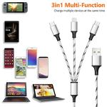 3-Pack 5ft Nylon Braided 3-in-1 Charging Cables