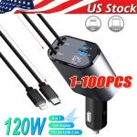 4-in-1 Fast Retractable Car Charger with USB-C
