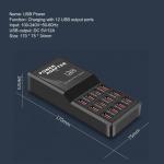 12-Port USB Charging Station Hub for Devices