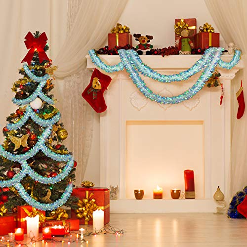 Christmas Tinsel Garland: Shiny Iridescent White Decorations