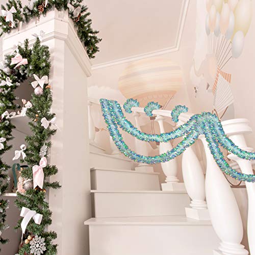 Christmas Tinsel Garland: Shiny Iridescent White Decorations