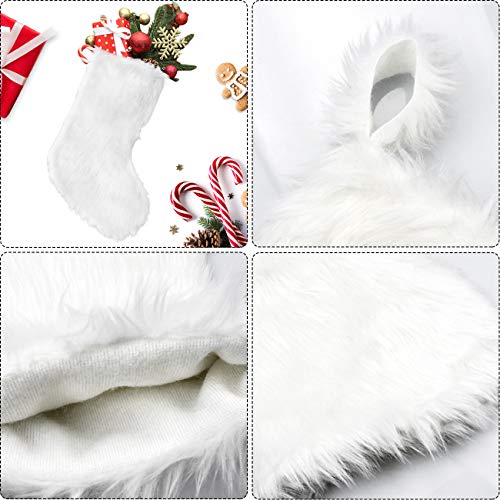 Snowy White Faux Fur Christmas Stockings - Set of 4