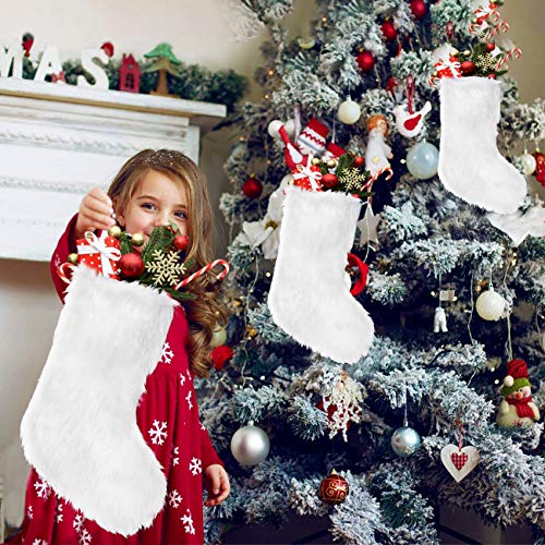 Snowy White Faux Fur Christmas Stockings - Set of 4